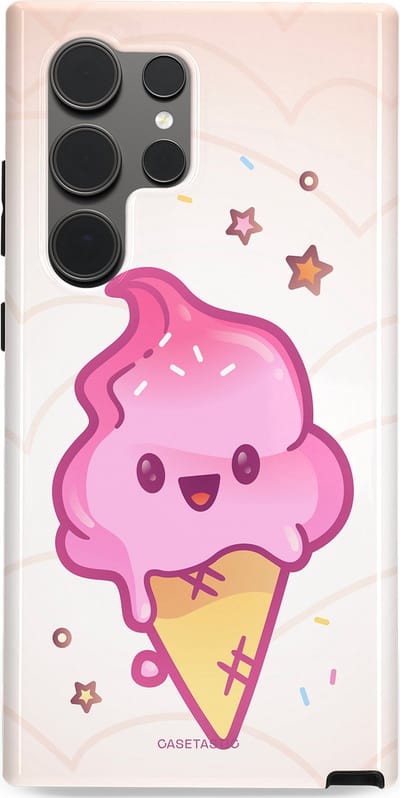 Casetastic Hoesje Geschikt voor Samsung S24 Ultra - Stijlvolle Beschermende Duo-layer Case - Roze Kawaii Dessert