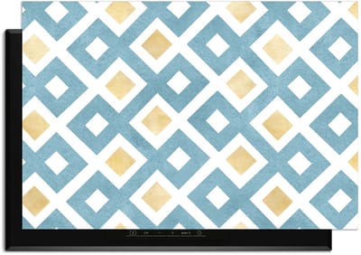 KitchenArt - Diamond Wave Blue - Inductie Beschermer - 90x52 cm - Kookplaat Beschermer - Luxe Afdekplaat Inductieplaat - Anti-slip & Oprolbaar - Beschermmat Inductiekookplaat