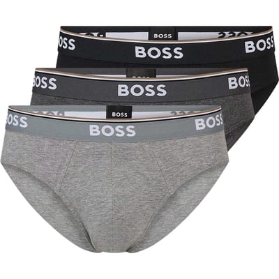 Boss Premium katoenen herenslips (set van 3) (Grijs/Donkergrijs/Zwart)