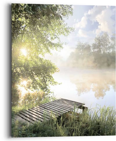 Schilderij Zonsopgang bij meer - 50 x 40 - Hout - REINDERS