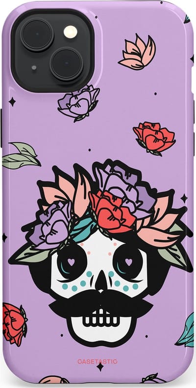 Casetastic Hoesje Geschikt voor Apple iPhone 15 Plus Magsafe - Stijlvolle Beschermende Duo-layer Case - Schedel Snor