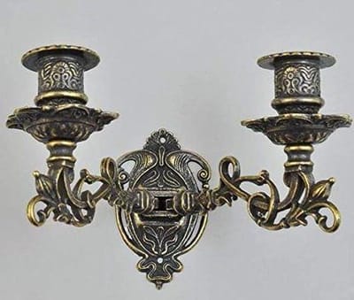 Messing Kandelaar - Kaarsenhouder Wand - Sfeerverlichting Creëren - Barok Stijl Reproductie - 22 cm Uitsteek - Brons