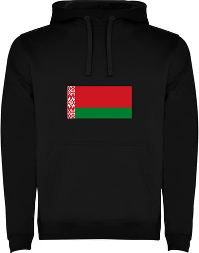 Zwarte Hoodie met Wereldse vlag land Belarus Full Color Maat M