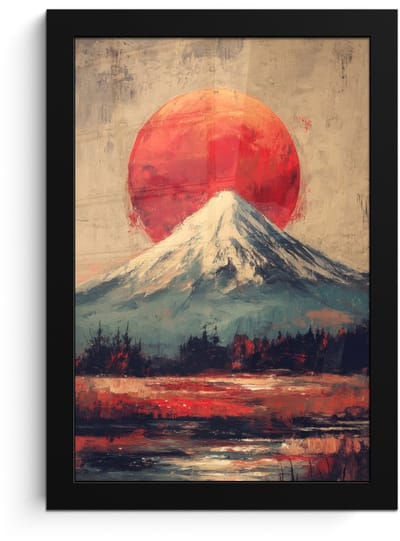 Poster in lijst - Fotolijst 20x30 cm - Posters - Bergtop - Sneeuw - Zon - Posterlijst zwart - Decoratie - Wanddecoratie woonkamer - Muurdecoratie slaapkamer