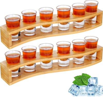 Set van 12 Transparante Shotglazen met Houder voor Drankjes, Ideaal voor Feesten en Cocktails