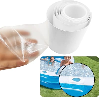 Opblaasbare patchreparatieset, 2m x 10 cm rol waterdichte TPU-zwembadreparatietape, zwembadpatch, reparatiepatch voor luchtmatras, springhuis, zwembaddrijvers, opblaasbaar speelgoed, tent