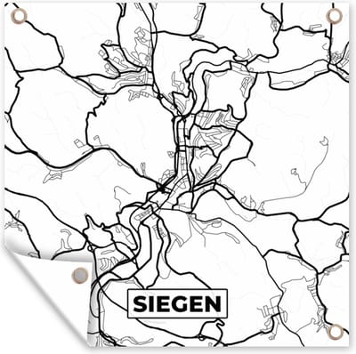 Tuin poster Siegen - Kaart - Plattegrond - Stadskaart - 200x200 cm - Tuindoek
