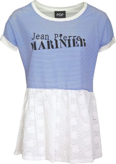 Verysimple • blauw gesteept shirt met kant • maat 36 (IT42)
