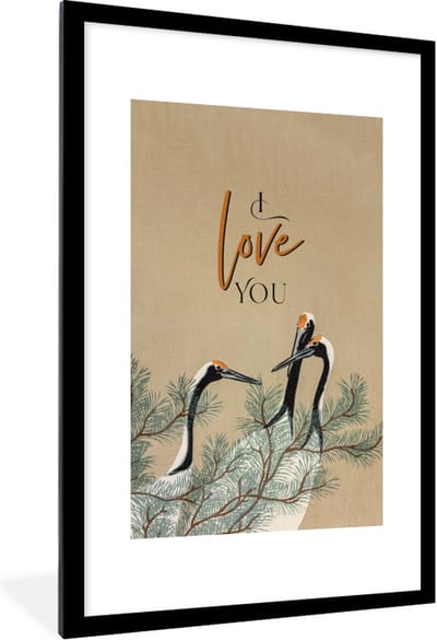 Fotolijst incl. Poster - Ik hou van jou - Quotes - Spreuken - I love you - Relatie - 80x120 cm - Posterlijst