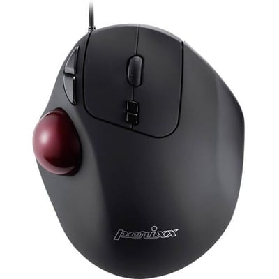 Perixx PERIMICE-517 D Trackball USB Laser Zwart 7 Toetsen 400 dpi, 1000 dpi Ergonomisch, Geïntegreerde trackball