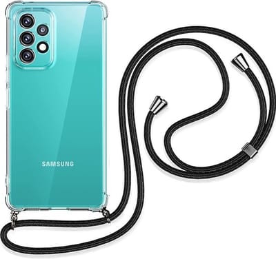 Anti Shock Doorzichtig Siliconen Backcover Hoesje met Koord - Geschikt voor Samsung Galaxy A53 / A53 5G - Transparant
