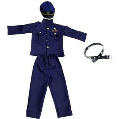 Maak het politiepak van uw kind compleet met walkie-talkie, fluitje en handboeien accessoires! S(5-7T) blue