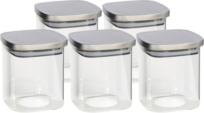 Gerim - Voedsel/etenswaren 5x voorraadpotten 800 ml glas en RVS deksel