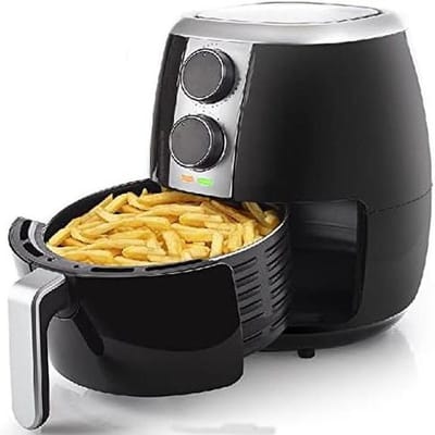 Heteluchtfriteuse XL - Airfryer - Gezond Frituren - Analoge Bediening - 35 Liter - Wit Grijs
