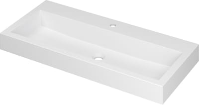 INK Momento wastafel polystone met 1 kraangat 100 x 9 x 45 cm, mat wit
