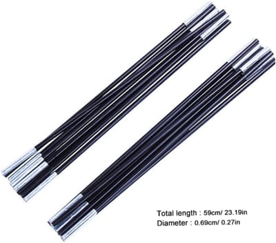 Tentstokken Vervangingsset - Reparatieset Stokken - Kampeeruitrusting - Stevig Glasvezel - 59cm Lengte - Zwart