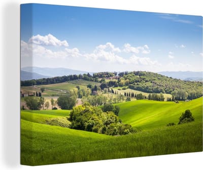 Toscane in Val d'Orcia in de buurt van het middeleeuwse stadje San Gimignano in Italië Canvas 30x20 cm - klein - Foto print op Canvas schilderij (Wanddecoratie woonkamer / slaapkamer)
