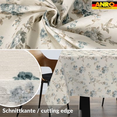 ANRO Tafelkleed Rozen Blauw 240x140cm Rechte rand Afwasbaar Waterafstotend Binnen & Buiten