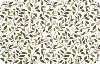 WC mat 80x50 cm - Antislip - Bladeren - Bessen - Roze - Toiletmat - Vloermat - Douchemat - Toilet tapijt - Toiletmatten