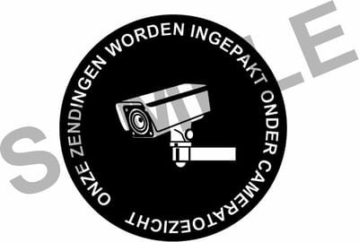500 Stuks Verpakking Stickers Camerabewaking bij inpakken Verzenden 4x4 cm Zwart