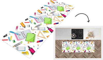 Keukenloper - Loper keuken - Patroon - School - Potlood - 150x50 cm - Keukenloper vinyl