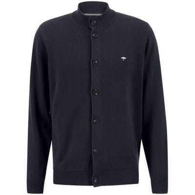 Fynch-Hatton Vest Wool Cotton Cardigan Buttons Navy / male