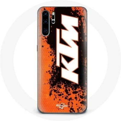 Hoesje voor Huawei P30 KTM Logo wit oranje achtergrond wit