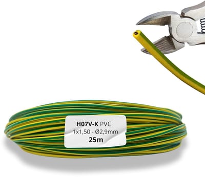 Elektrische Kabel - Enkelpolig PVC - Paneelbouw Automatisering - Flexibel Koper Klasse 5 - 25 Meter 1.5mm² - Geel Groen