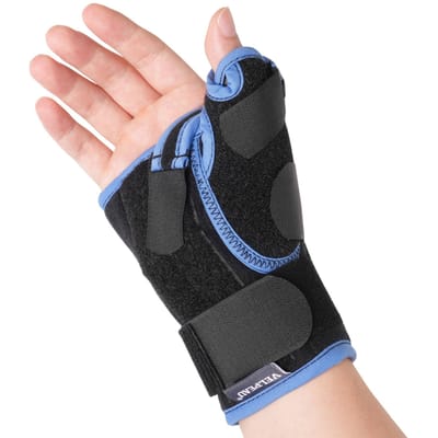 Attelle de poignet VELPEAU Médicale pour Douleur du Canal Carpien Tendinite et Arthrite Attelle de poignet avec Support pour Pouce Taille réglable S