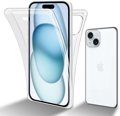 Cadorabo Hoesje geschikt voor Apple iPhone 15 in TRANSPARANT - 360° Full Body Case Cover Beschermhoes Voor- en achterbescherming, all-round bescherming met displaybescherming