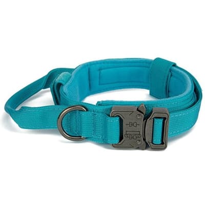 Tactische halsbanden Outdoor tractie Militaire huisdierhalsband Duurzaam 1050D nylon Middelgrote en grote hondentraining met handvat L lichtblauwe kleur