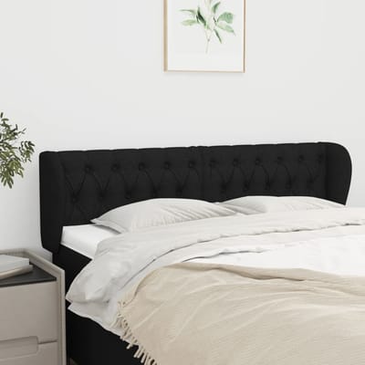 vidaXL - Hoofdbord - met - randen - 147x23x78/88 - cm - stof - zwart