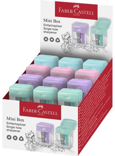 Puntenslijper Faber Castell mini assorti display 24 stuks 6x blauw - 6x roze - 6x paars - 6x turquoise