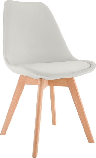 CLP Linares Eetkamerstoel - Design Keukenstoel - Scandinavisch Kuipstoel - Houten Poten Fluweel/licht grijs