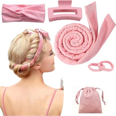 Krulspelden - Haarrollers - Krullen zonder hitte - Zacht velours materiaal - 9 x 3 x 1 cm - Roze