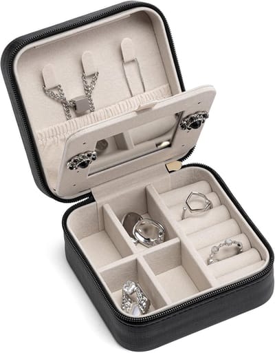 BOTC Sieradendoos - Sieraden Organiser met Spiegel - Cadeau voor Vrouwen en Meisjes - Zwart