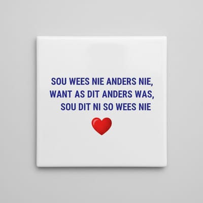“Het Kon Niet Anders Zijn” Keramische Tegel met Hart – Inspirerende Quote Wanddecoratie – 15 × 15 cm