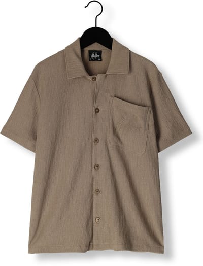 Malelions Seersucker Shirt Polo's & T-shirts Jongens - Polo shirt - Beige - Maat 140