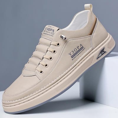 Leren Casual Schoenen voor Heren Ademende Witte Sneakers Mode Rijdende Wandelschoenen voor Mannen Italiaanse Kantoor Platte Schoenen 43 gray
