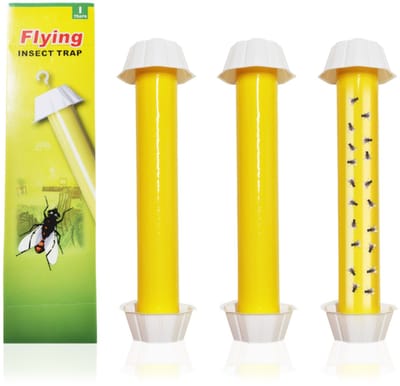 Muggenverdelger set – binnen buiten kleefval – vangt muggen & fruitvliegjes – ophangbaar – geschikt voor huis – iedereen – geel – groot – 3 stuks