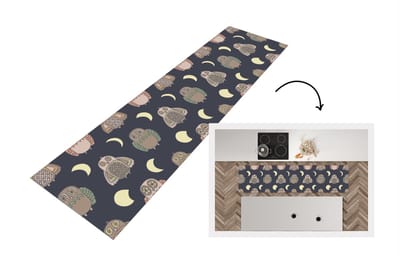 Keukenloper - Loper keuken - Uil - Patronen - Maan - 200x50 cm - Keukenloper vinyl
