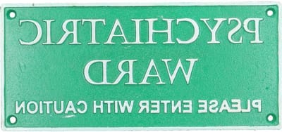 Waarschuwingsbord - Gietijzeren plaque - Decoratie deur - Handgeschilderde tekst - 27 cm breed - Groen