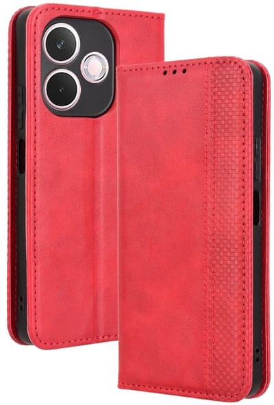 Coverup Hoesje - Geschikt voor OPPO A5 Pro 5G Hoesje - Coverup Vintage Style Book Case - Rood