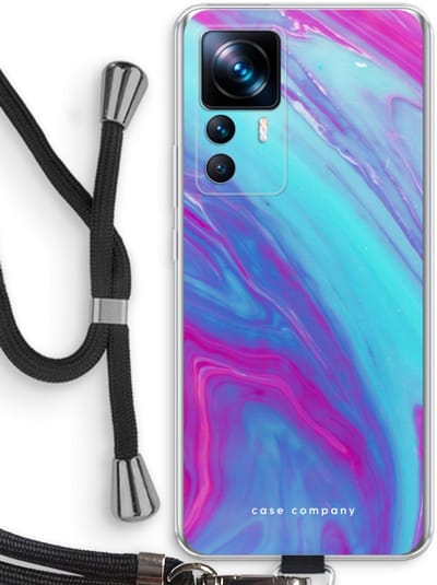 Case Company® - Hoesje met koord geschikt voor Xiaomi 12T hoesje met Koord - Zweverige regenboog - Telefoonhoesje met Zwart Koord - Bescherming aan alle Kanten en Over de Schermrand