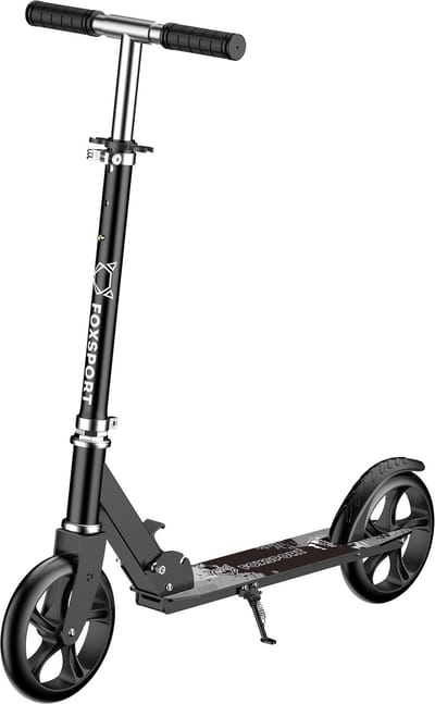 FOXSPORT Step volwassenen - Opvouwbaar - Scooter met grote Wielen - Buitenspeelgoed - autopeds - stepperbike - autoped bike - Cadeau - handrem en voetrem - Zwart