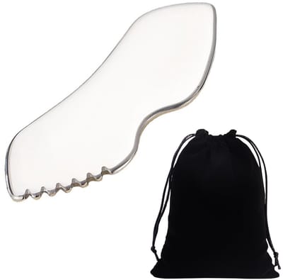 Dailygoods - Gua Sha - Roestvrij staal - Ideaal voor spierontspanning - Zilver - Massageapparaat - Draagbaar en effectief - Geschikt voor welzijn - 10...