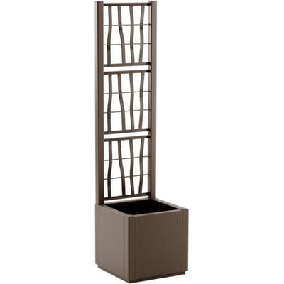 STEFANPLAST Bloembak/Plantenbak ETHICA - Taupe - Vierkant met latwerk - 38 L - 36x36xh 140 cm