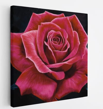 Saammp Canvas Schilderij - Roos - Rood - Kunst - Natuur - Abstract - 20x20 - Foto op canvas - Wanddecoratie - Muurdecoratie Woonkamer - Kantoor Decoratie