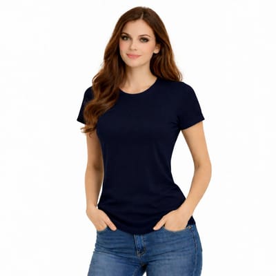 Dames Sportshirt Navy Blue - Katoen - Korte Mouwen - Shirt