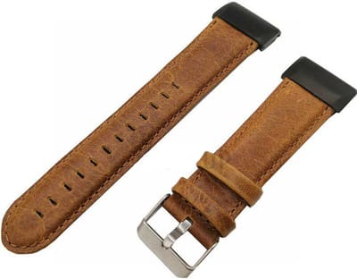 Leren bandje leer geschikt voor Garmin Fenix 5 - Plus & Sapphire - Fenix 6 - Pro & Sapphire - Garmin Fenix 8 - Fenix E - Garmin Epix Gen 2 - Quickfit 22 / 22mm band voor Garmin smartwatches - Horlogebandje - Polsband - bruin